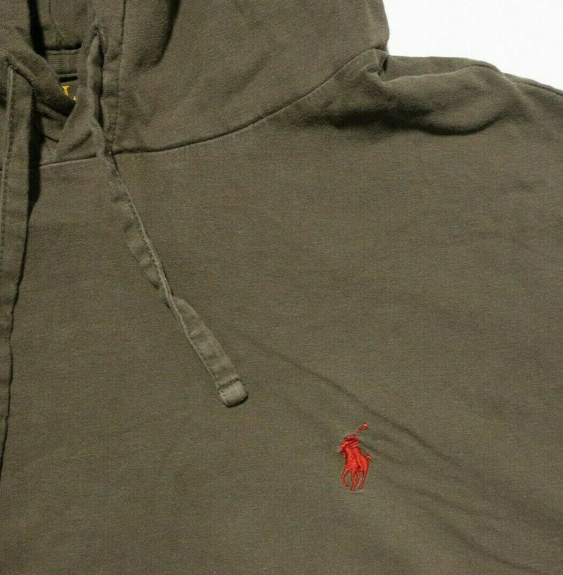 Polo Ralph Lauren Men's 2XL Solid Olive Green Lightweight Pullover Hoodie Shirt