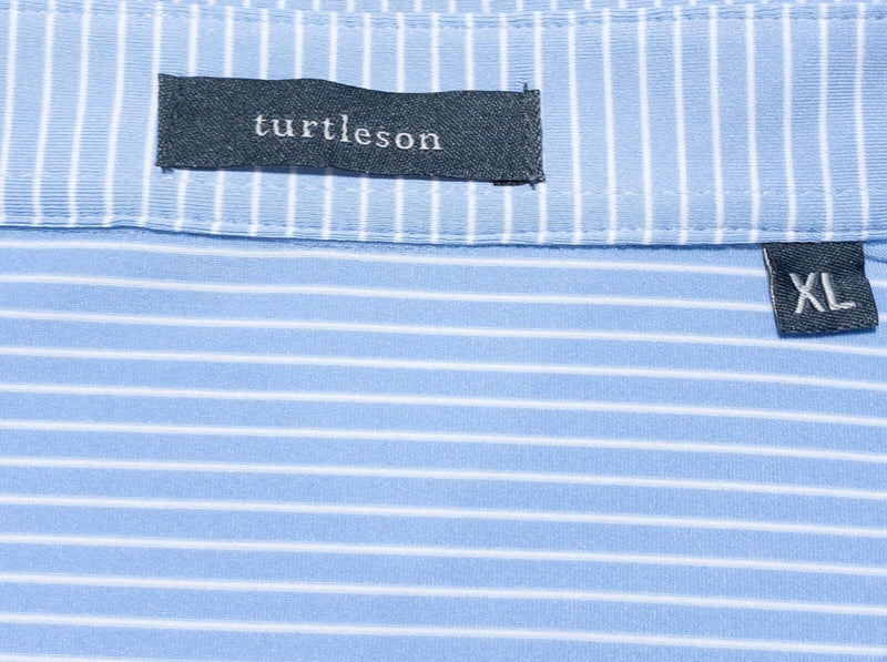 Turtleson Golf Shirt XL Men's All-Day Stripe Performance Polo Blue Wicking