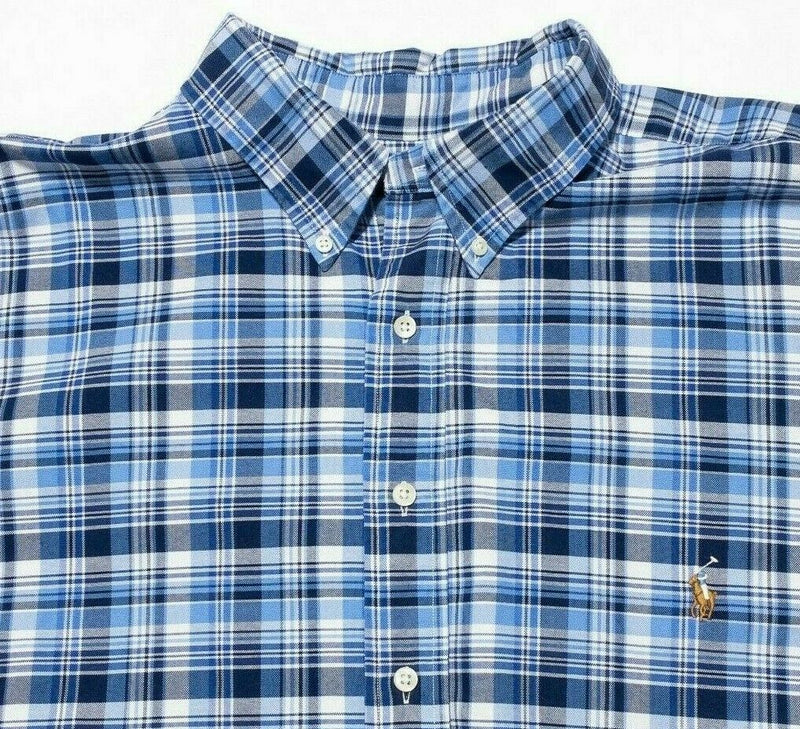 Polo Ralph Lauren 2XLT Shirt Men's Blue Plaid Short Sleeve Button-Down Tall