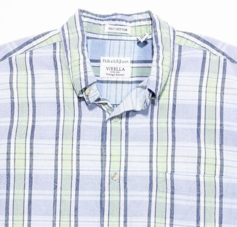 Bullock & Jones Shirt Large Men's Plaid Button-Down Vintage Viyella Blue Green