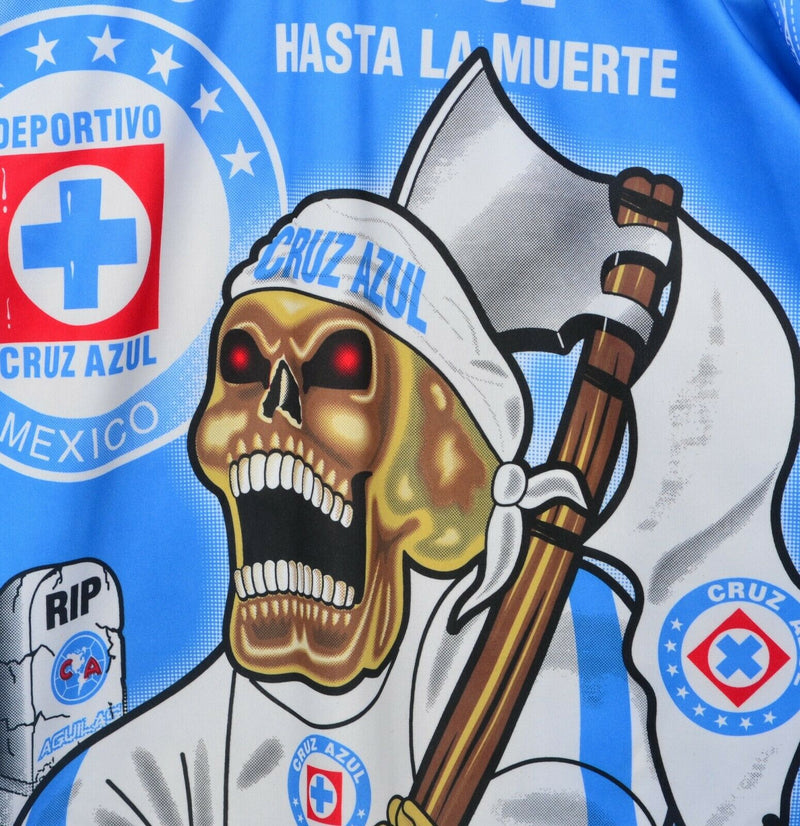 Deportivo Cruz Azul Men Large? Reaper Skull Cemetery Blue Soccer Football Jersey