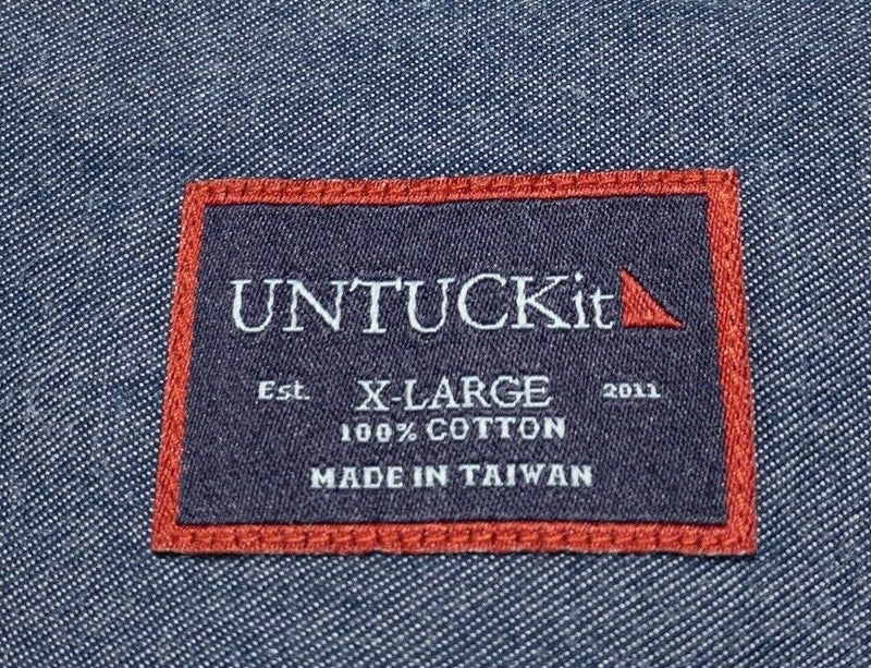 UNTUCKit XL Shirt Men's Long Sleeve Solid Blue Button-Front Casual