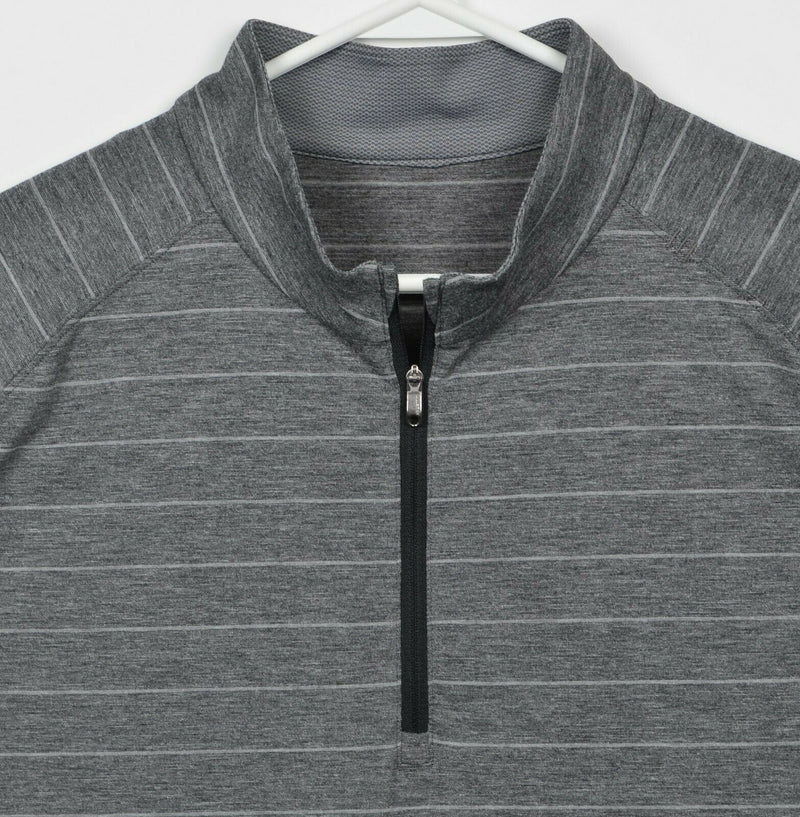 Lululemon Men's 2XL? Switchback 1/4 Zip Heather Gray Striped Activewear Top