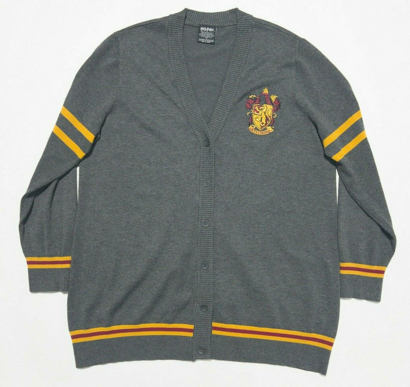 Harry Potter Gryffindor Women's 2XL? Gray Knit Striped V-Neck Cardigan Sweater