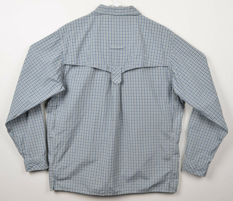 ExOfficio Men's Large Vented Packable Gray Blue Plaid Hiking Long Sleeve Shirt