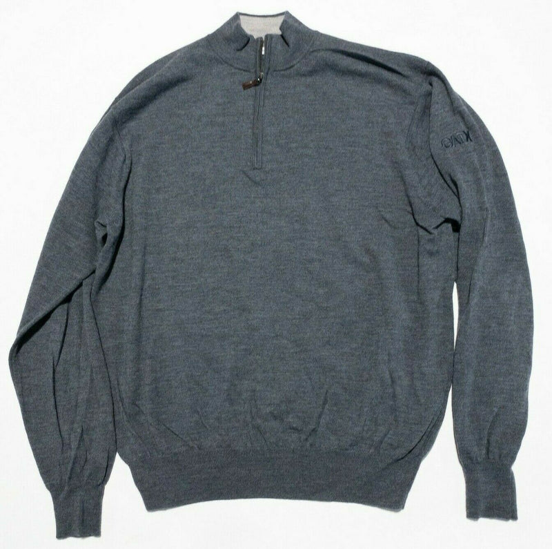 Peter Millar Men's 2XL 100% Merino Wool Gray 1/4 Zip Pullover Golf Sweater