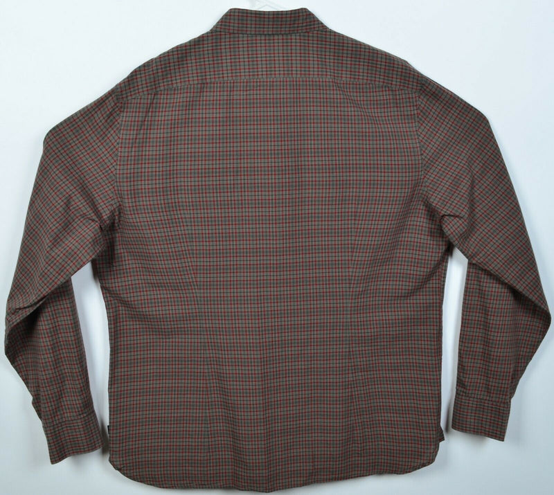 John Varvatos USA Men's XL Brown Red Plaid Long Sleeve Button-Down Shirt