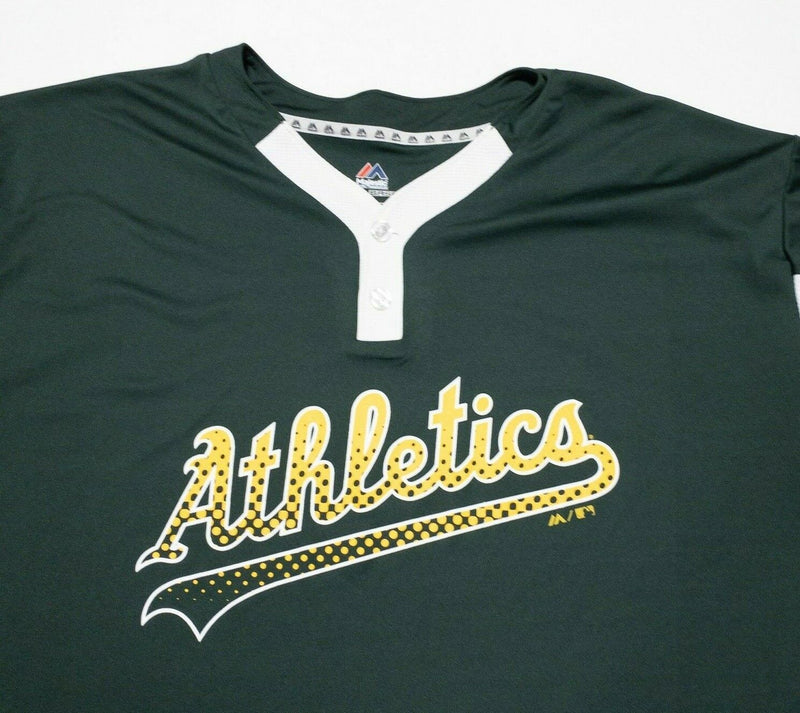 Oakland Athletics A's Majestic Jersey 3XL Men's Green White Henley Coolbase MLB