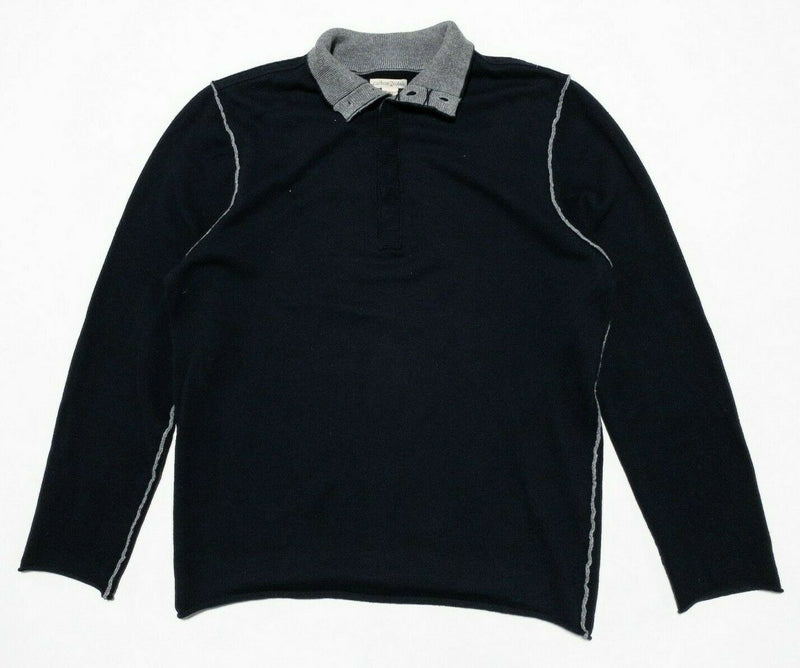 Carbon 2 Cobalt Cotton Cashmere Blend Black Pullover Sweater Men's Large