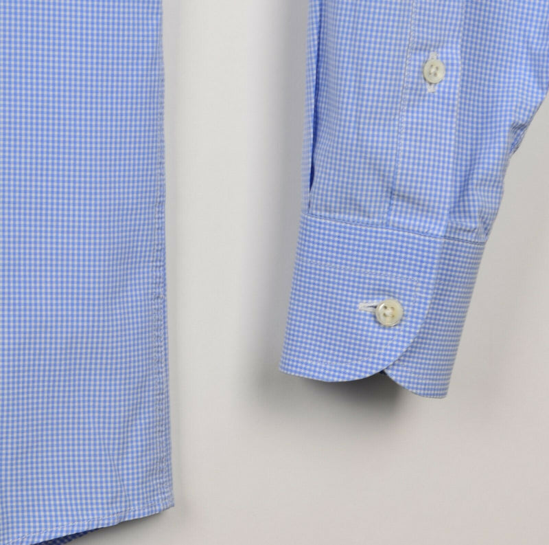 Ralph Lauren Black Label Men's Sz 15.5 Light Blue Micro-Check Plaid Italy Shirt