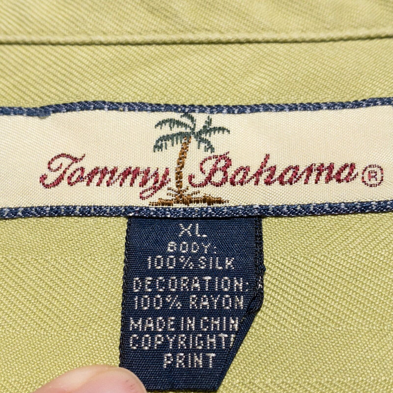 Tommy Bahama Embroidered Hawaiian Shirt Men's XL Swizzle Inn Silk Green Loop