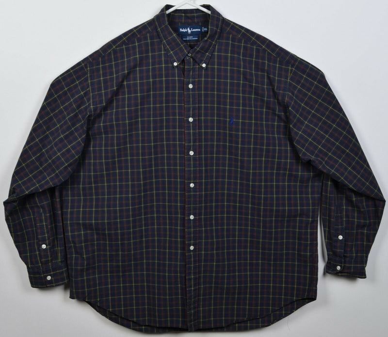 Polo Ralph Lauren Men's 2XL Navy Blue Tartan Plaid Blake Pony Button-Down Shirt