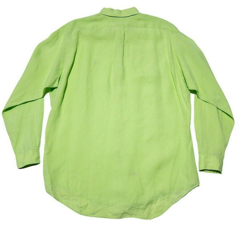 Polo Ralph Lauren Linen Shirt Lime Green Button-Down Men's Large