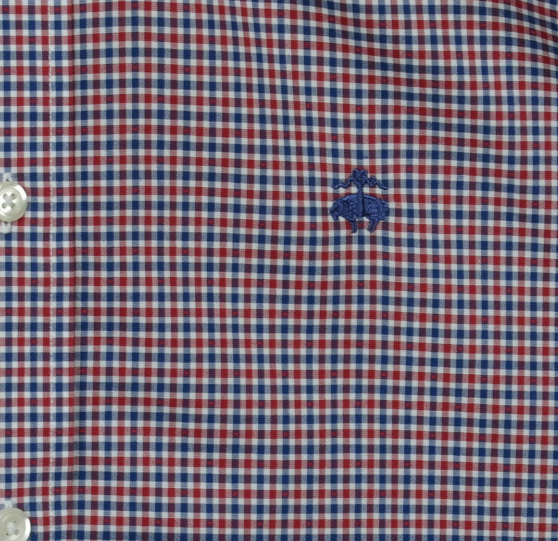 Brooks Brothers Men's Large Non-Iron Blue Red Check Regent Button-Down Shirt