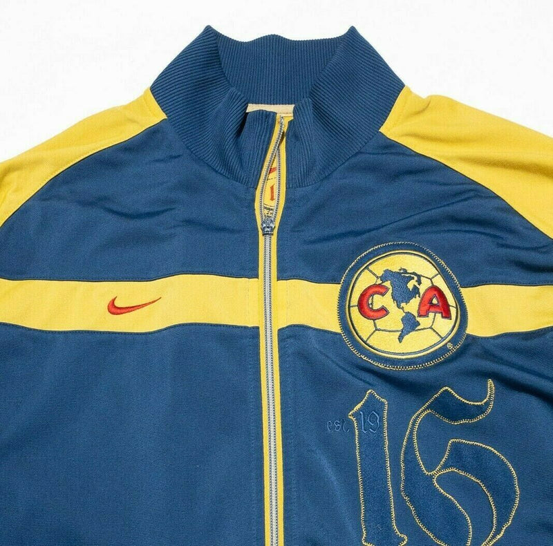 Club America Nike Yellow Blue Full Zip Track Warm-Up Soccer Jacket Men's Large