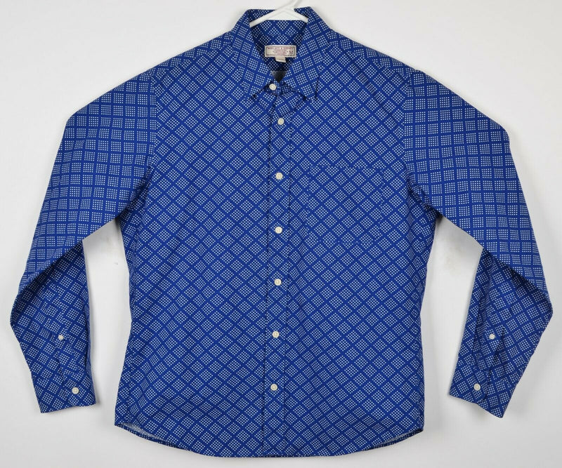 Wallace & Barnes Men's Medium Polka Dot Navy Blue J. Crew Button-Down Shirt