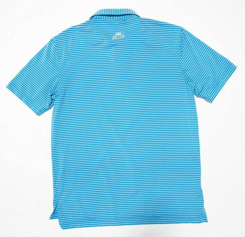 Peter Millar Summer Comfort Medium Men's Golf Polo Blue Striped Wicking Stretch