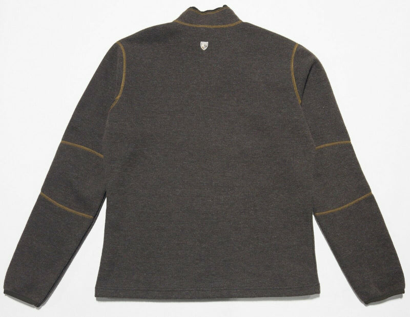 Kuhl Thermokore Men's Large Solid Brown Wool Blend Fleece Lined 1/4 Zip Jacket