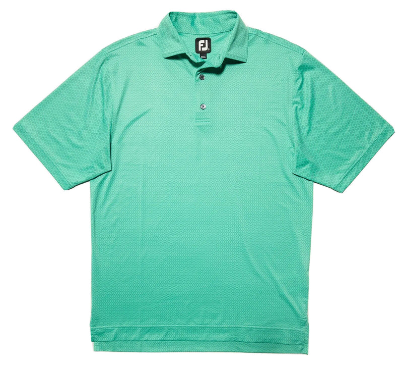 FootJoy Golf Shirt Small Men's Polo Green Geometric Diamond Wicking Stretch