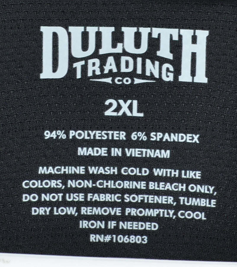 Duluth Trading Co Men's Sz 2XL Heather Gary Black Mesh Zip Collar Polo Shirt