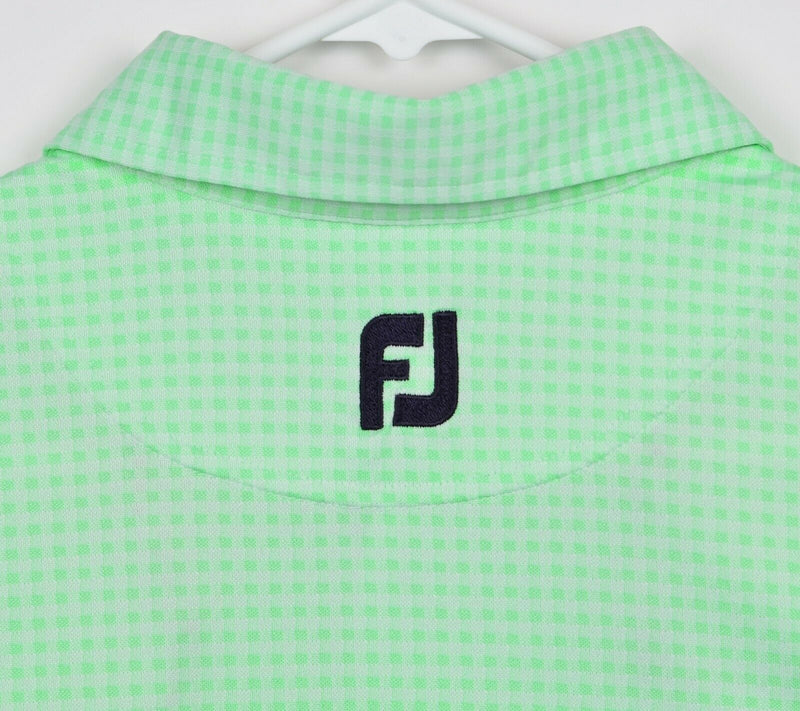 FootJoy Men's Sz Large Lime Green Micro-Check FJ Performance Golf Polo Shirt