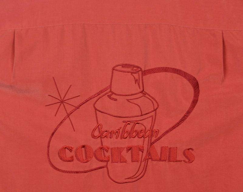 Caribbean Cocktails Men's Sz Large Embroidered Rayon Blend Hawaiian Aloha Shirt