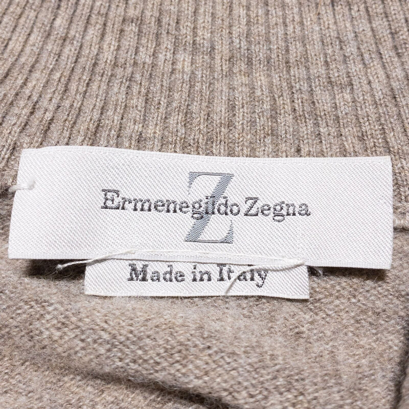 Ermenegildo Zegna Wool Sweater Men's Medium/50 Pullover 1/4 Zip Beige Italy
