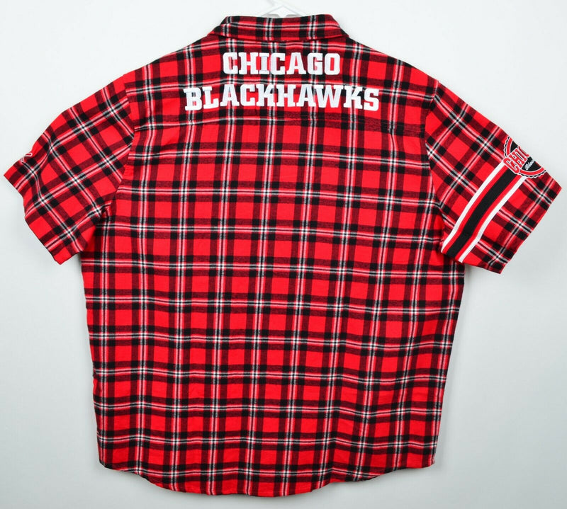 Chicago Blackhawks Men's Sz XL NHL Klew Red Plaid Button-Front Flannel Shirt