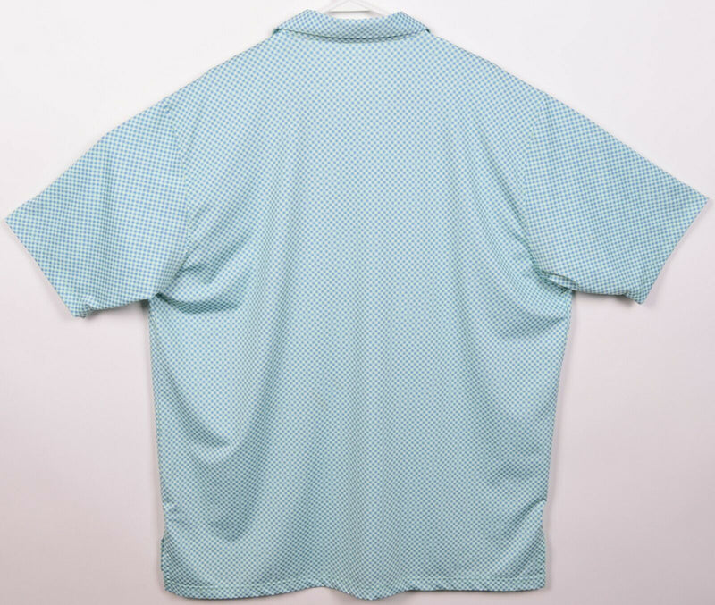 Turtleson Tour Performance Men's XL Blue Green Check Wicking Golf Polo Shirt