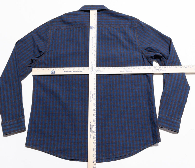 Carbon 2 Cobalt Shirt Men's Large Blue Check Corduroy Accent Long Sleeve Button