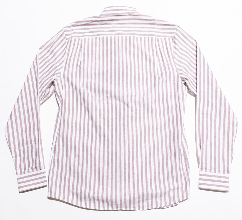 Reiss Striped Shirt Men's Large Linen Blend Button-Down Red Striped
