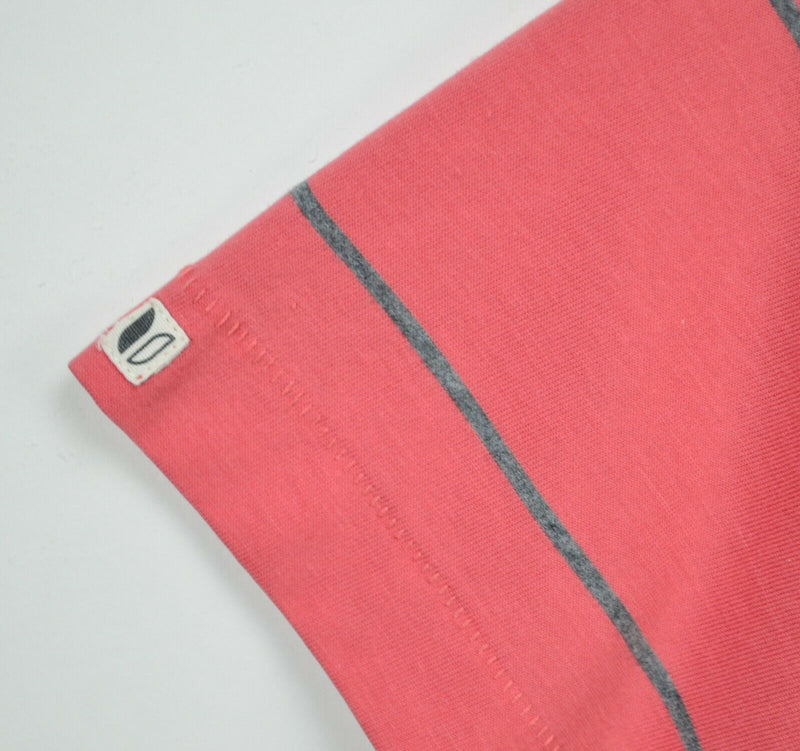 Linksoul Men's Sz XL Pink Gray Striped Golf Polo Shirt