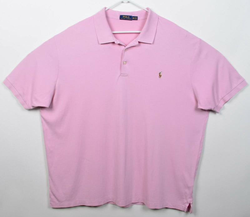 Polo Ralph Lauren Men's 3XLT (3XL Tall) Solid Light Pink Short Sleeve Polo Shirt