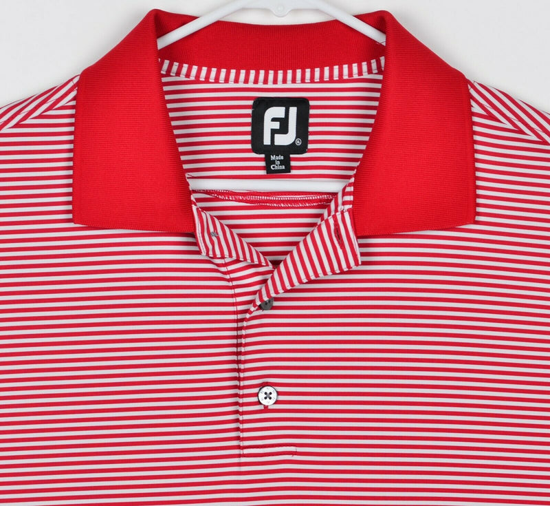 FootJoy Men's Sz XL Red White Striped Golf Polo Shirt