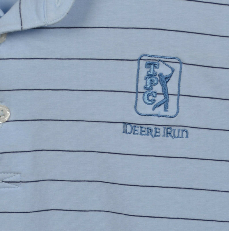 B. Draddy Men's 2XL Blue Striped Pima Cotton Spandex Blend TPC Golf Polo Shirt