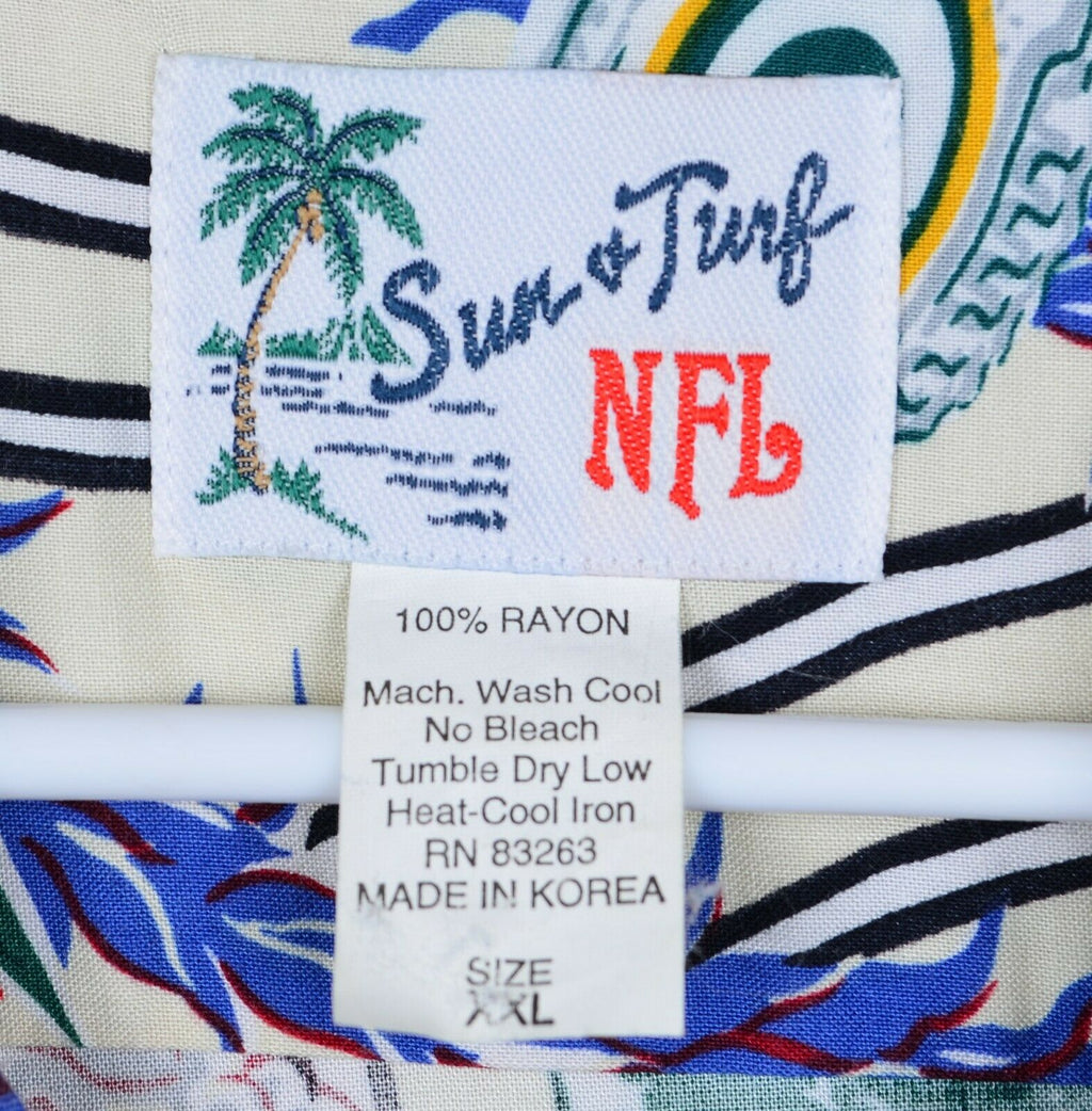 VTG 90s Sun & and Turf Green Bay Packers NFL Hawaiian Shirt 