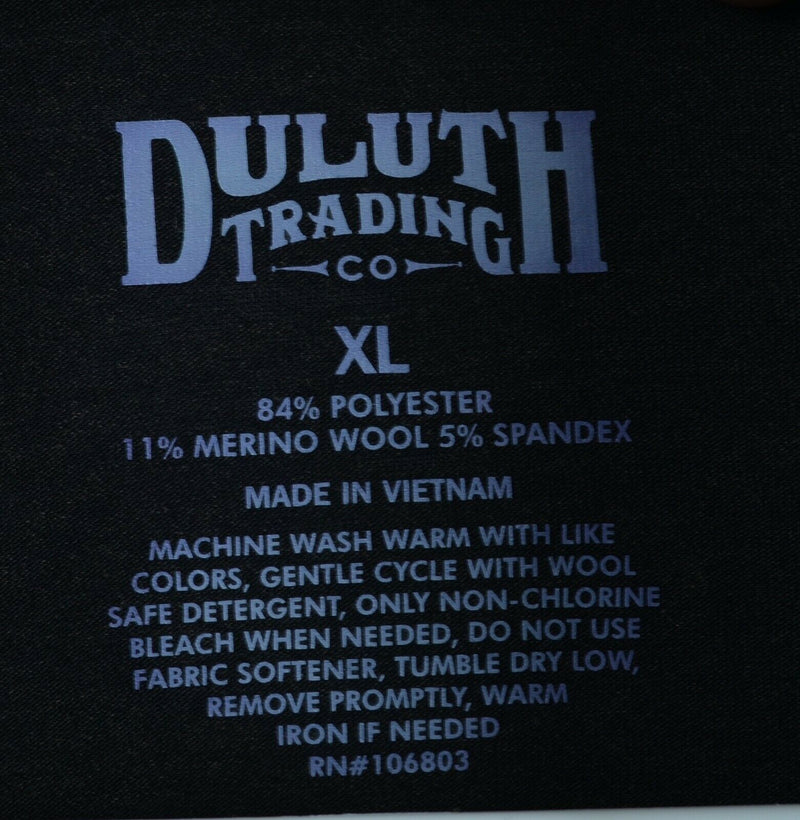 Duluth Trading Co Men's XL Polyester Merino Wool Blend Black 1/4 Zip Base Layer