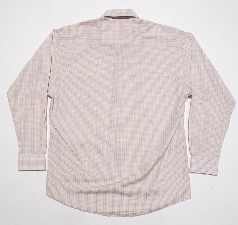 Burberry Men's 17 Vintage 90s Dress Shirt Light Pink Plaid Long Sleeve USA