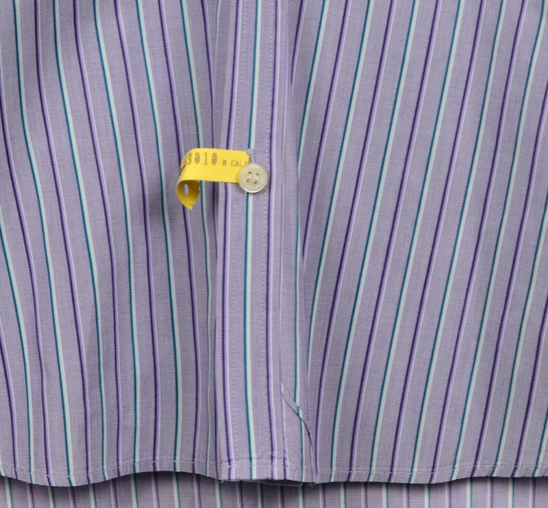 Ted Baker London Men's Sz 15.5 French Cuff Purple Striped Archive Dress Shirt