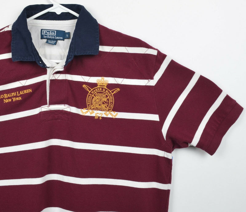 Polo Ralph Lauren Men's Sz Large Red Striped New York Embroidered Rugby Shirt