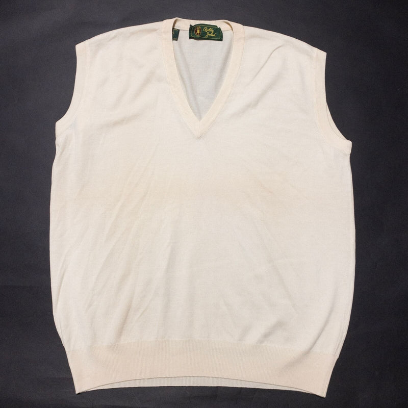 Bobby Jones Sweater Vest Men's 2XL Wool Pullover Golf V-Neck Knit Ivory Italy