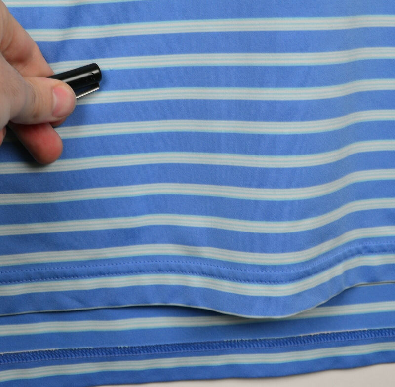 Peter Millar Men's Sz Large Summer Comfort Blue Aqua Stripe Golf Polo Shirt