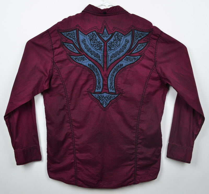 Roar Signature Men's Sz XL Embroidered Burgundy Red Long Sleeve Shirt