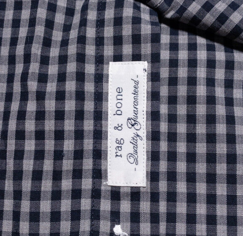 rag & bone Shirt Men's 16.5 (Large) Gray Blue Gingham Check Long Sleeve Button