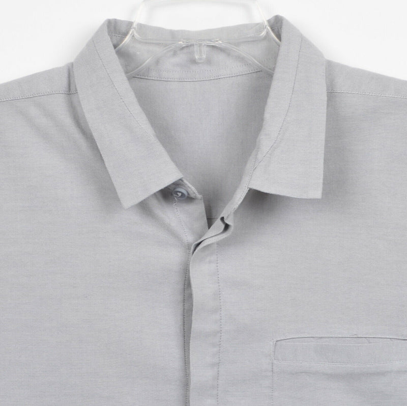 Lululemon Men's Sz XL? Gray Hidden Button-Front Stretch Casual Shirt