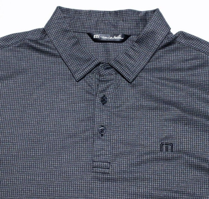 Travis Mathew Polo Large Men's Golf Shirt Gray Check Polyester Wicking Logo