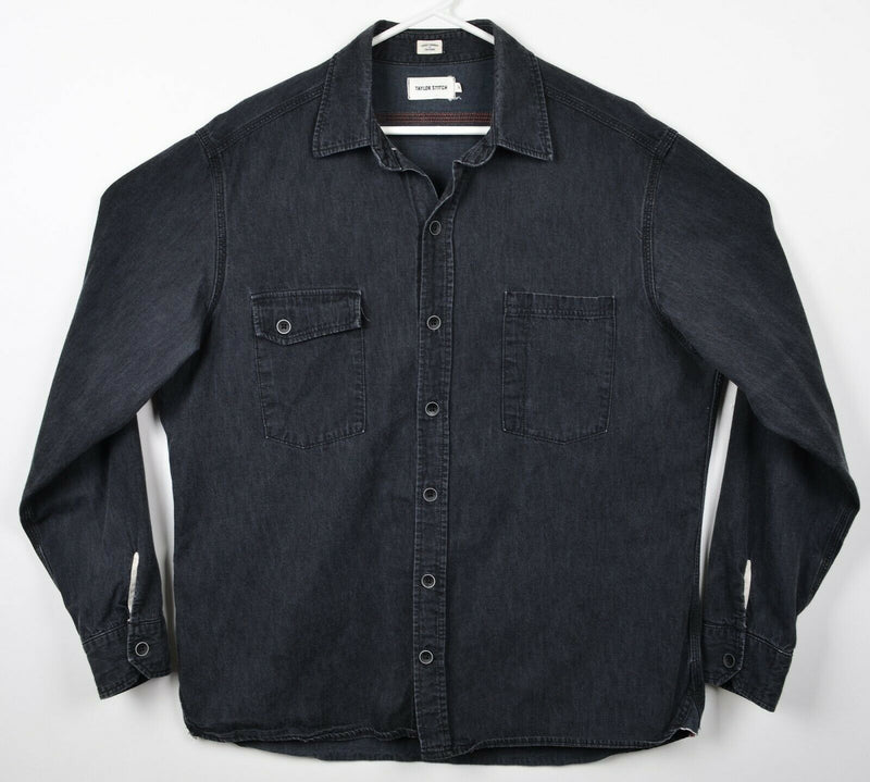 Taylor Stitch Men's Sz 46 (2XL) Black Denim Handmade USA Long Sleeve Shirt