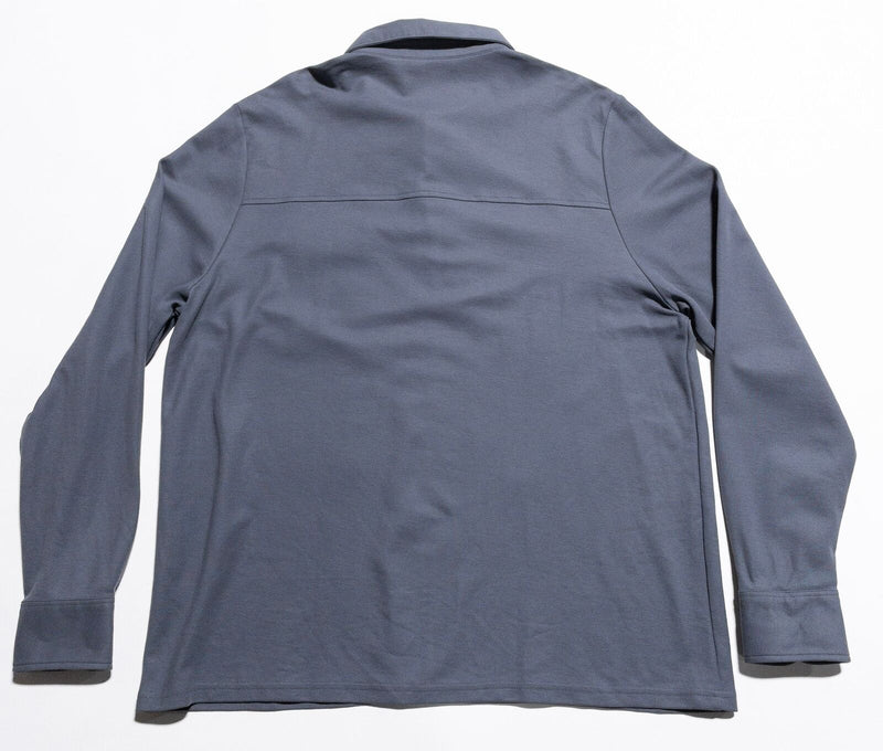 Criquet Long Sleeve Polo Men's 2XL Solid Gray Golf Casual Pocket Pima Cotton