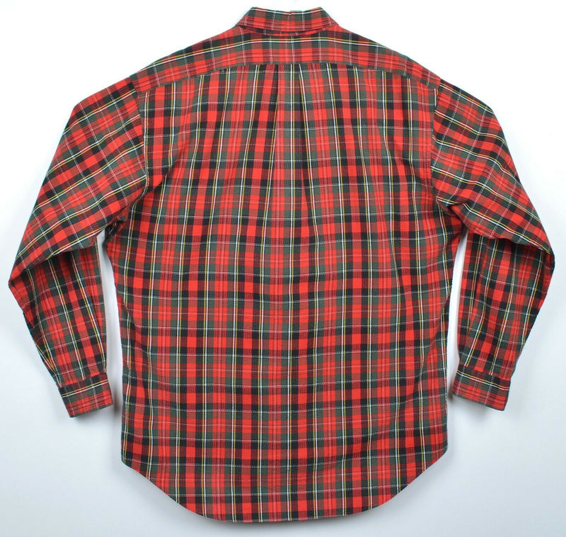 Polo Ralph Lauren Men's Sz Medium Seersucker Red Green Plaid Button-Down Shirt