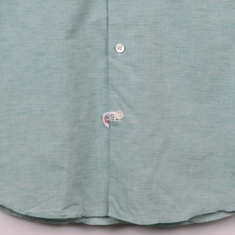 Steven Alan Men's Sz Medium Cotton Linen Blend Green Striped Made in USA Shirt